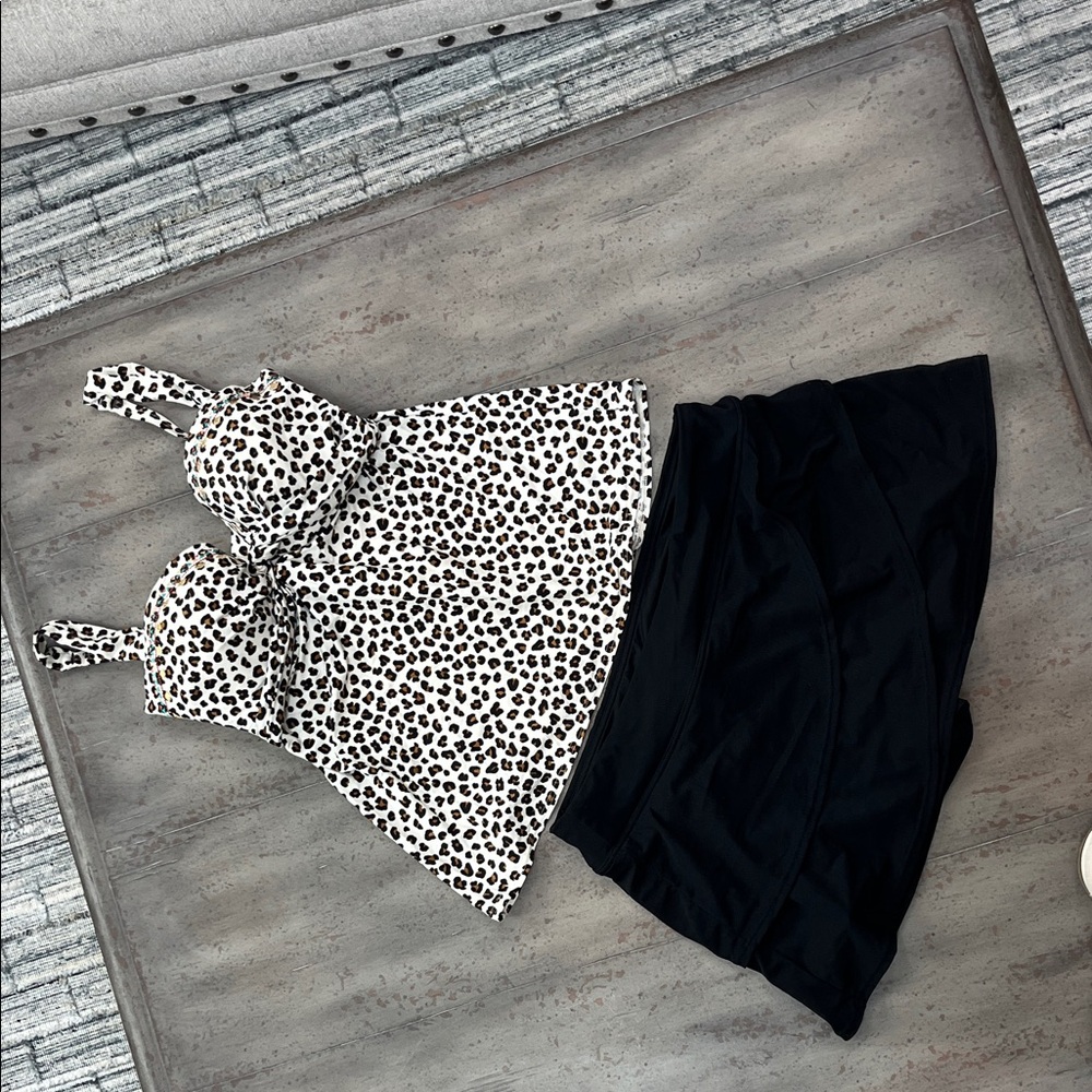 Coco Reef Leopard Print Bikini Top with Black Trim